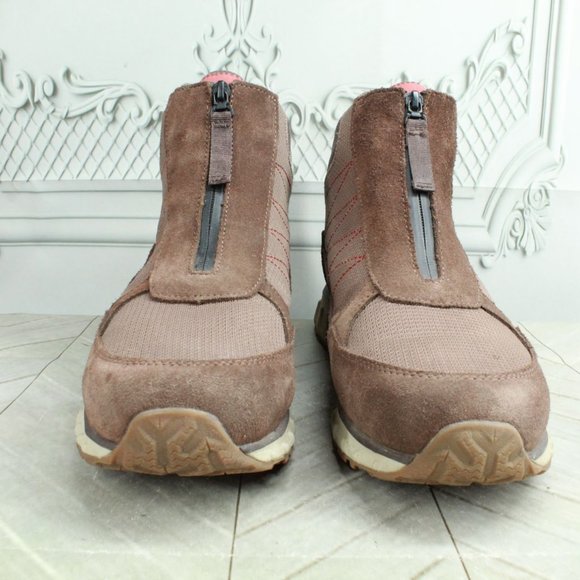 LL Bean Snow Sneaker Brown Suede Front Zip Insulated Winter Boots 9.5 Wide - Picture 4 of 9